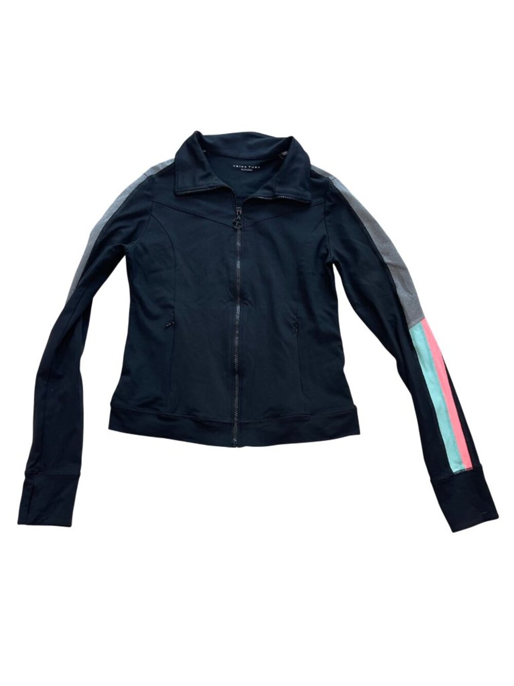 Trina Turk Recreation Full Zip Athletic Jacket Women's Size Small Black‎ Stretch